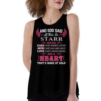 Starr Name Gift And God Said Let There Be Starr Women's Loose Fit Open Back Split Tank Top - Seseable