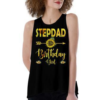 Stepdad Of The Birthday Girl Dad Sunflower Gifts Women's Loose Fit Open Back Split Tank Top - Seseable