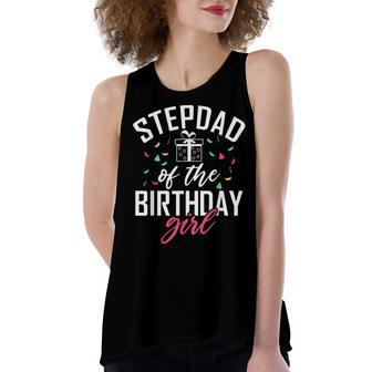 Stepdad Of The Birthday Girl Stepdaughter Stepfather Women's Loose Fit Open Back Split Tank Top - Seseable