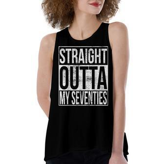 Straight Outta My Seventies 80Th Birthday Women's Loose Fit Open Back Split Tank Top - Seseable