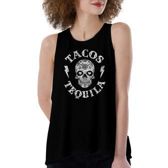 Sugar Skull Tacos & Tequila Cinco De Mayo Women's Loose Tank Top | Mazezy