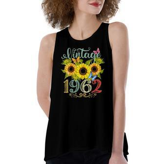 Sunflower Floral Butterfly Vintage 1962 60Th Birthday Women's Loose Tank Top | Mazezy