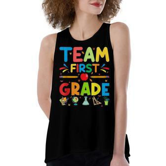 Team First Grade - 1St Grade Teacher Student Kids Women's Loose Fit Open Back Split Tank Top - Seseable