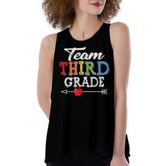 Team Third Grade Squad First Day Of School Teacher Kids Women's Loose Fit Open Back Split Tank Top - Seseable
