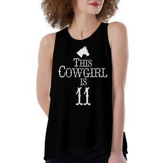 This Cowgirl Is 11 Birthday Horse Fun Girl T Women's Loose Fit Open Back Split Tank Top - Seseable
