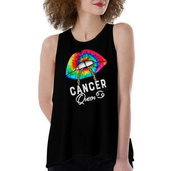 Tie Dye Cancer Queen Lips Zodiac July June Queens Women's Loose Tank Top | Mazezy