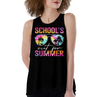 Tie Dye Last Day Of School Schools Out For Summer Teacher Women's Loose Tank Top | Mazezy