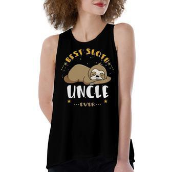 Uncle Gift Best Sloth Uncle Ever Women's Loose Fit Open Back Split Tank Top - Seseable