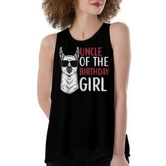 Uncle Of The Birthday Girl Matching Birthday Outfit Llama Women's Loose Fit Open Back Split Tank Top - Seseable