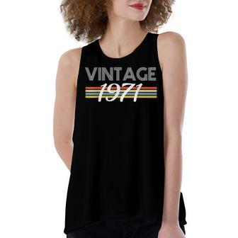 Vintage 1971 50Th Birthday Gift Fifty Years Old Anniversary Women's Loose Fit Open Back Split Tank Top - Seseable