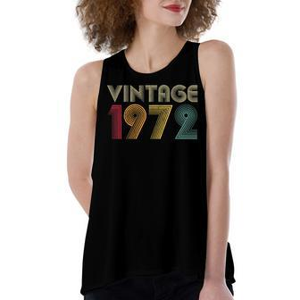 Vintage 1972 50Th Birthday Gift Retro 50 Years Old Women's Loose Fit Open Back Split Tank Top - Seseable