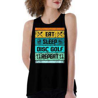 Vintage Retro Disc Golf For Men Women Kids Frisbee Women's Loose Fit Open Back Split Tank Top - Seseable