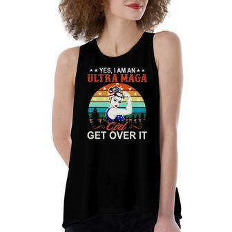 Vintage Yes I Am An Ultra Maga Girl Get Over It Pro Trump Women's Loose Tank Top | Mazezy