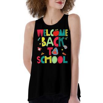 Welcome Back To School Happy First Day 488 Shirt Women's Loose Fit Open Back Split Tank Top | Favorety CA