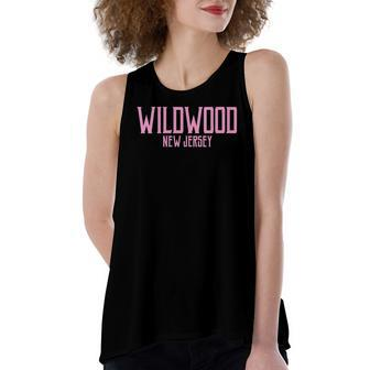 Wildwood New Jersey Nj Vintage Text Pink Print Women's Loose Tank Top | Mazezy