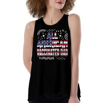 Womens 4Th Of July All American Vaccinated Dad Usa Flag America Ind Women's Loose Fit Open Back Split Tank Top - Seseable