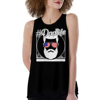 Womens 4Th Of July Dad Life Sunglasses American Father Independence Women's Loose Fit Open Back Split Tank Top - Seseable