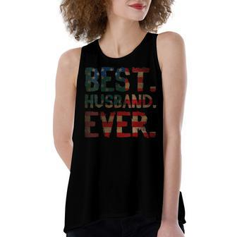 Womens 4Th Of July Fathers Day Usa Dad Gift - Best Husband Ever Women's Loose Fit Open Back Split Tank Top - Seseable
