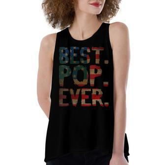 Womens 4Th Of July Fathers Day Usa Dad Gift - Best Pop Ever Women's Loose Fit Open Back Split Tank Top - Seseable