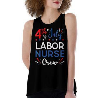 Womens 4Th Of July Labor Nurse Crew Stars And Stripes Fireworks Women's Loose Fit Open Back Split Tank Top - Seseable