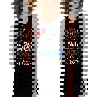 Womens 4Th Of July Labor Nurse Crew Stars And Stripes Fireworks Women's Loose Fit Open Back Split Tank Top | Seseable UK