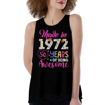 Womens 50 Year Of Being Awesome Made In 1972 Birthday Gifts Vintage Women's Loose Fit Open Back Split Tank Top - Seseable