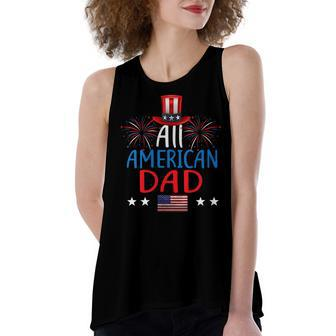 Womens All American Dad 4Th Of July Matching Family Patriotic Women's Loose Fit Open Back Split Tank Top - Seseable