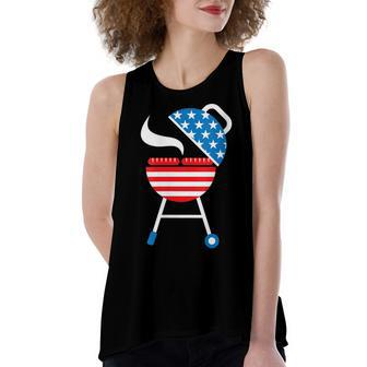 Womens America Barbeque 4Th Of July Usa Flag Merica Dad Gift Women's Loose Fit Open Back Split Tank Top - Seseable