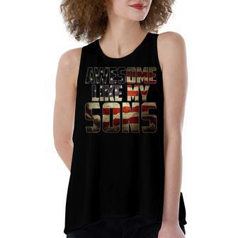 Womens Awesome Like My Sons 4Th July Flag Proud Dad Father Day Women's Loose Fit Open Back Split Tank Top - Seseable
