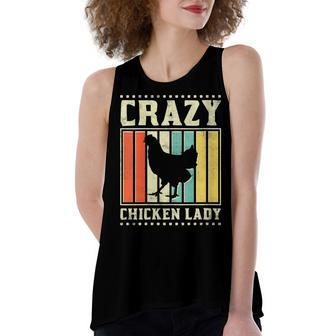 Womens Crazy Chicken Lady V3 Women's Loose Fit Open Back Split Tank Top - Seseable