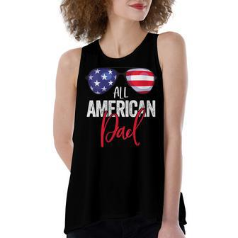 Womens Family Matching 4Th Of July Men Dad American Flag Women's Loose Fit Open Back Split Tank Top - Seseable