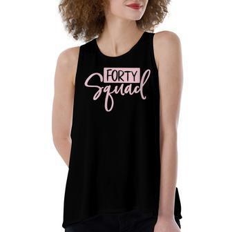 Womens Forty Squad Forty Af Dad Mom 40Th Birthday Matching Outfits Women's Loose Fit Open Back Split Tank Top - Seseable