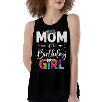 Womens Mb Mom Of The Birthday Girl Mama Mother And Daughter Tie Dye Women's Loose Fit Open Back Split Tank Top - Seseable