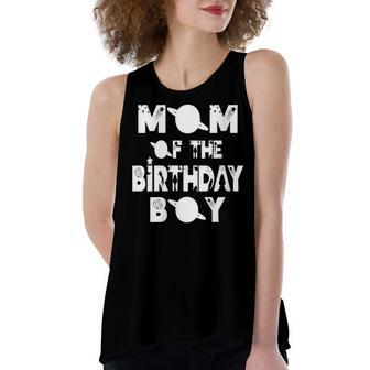 Womens Mom Of The Birthday Astronaut Boy And Girl Space Theme Women's Loose Fit Open Back Split Tank Top - Seseable