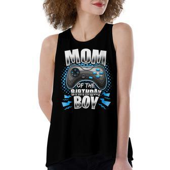 Womens Mom Of The Birthday Boy Matching Video Gamer Birthday Party V2 Women's Loose Fit Open Back Split Tank Top - Seseable