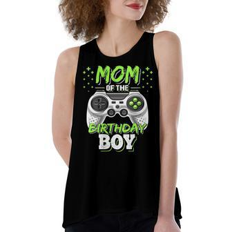 Womens Mom Of The Birthday Boy Matching Video Gamer Birthday Party V4 Women's Loose Fit Open Back Split Tank Top - Seseable