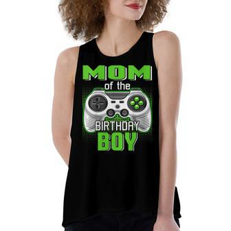 Womens Mom Of The Birthday Boy Video Game B-Day Top Gamer Party Women's Loose Fit Open Back Split Tank Top - Seseable