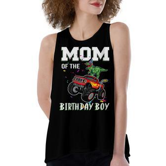 Womens Mom Of The Birthday Boy Your Funny Monster Truck Birthday Women's Loose Fit Open Back Split Tank Top - Seseable