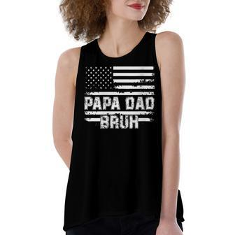 Womens Papa Dad Bruh Fathers Day 4Th Of July Us Flag Vintage 2022 Women's Loose Fit Open Back Split Tank Top - Seseable