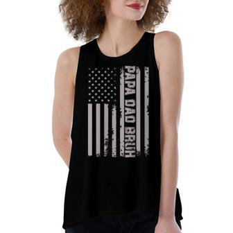 Womens Papa Dad Bruh Fathers Day 4Th Of July Us Flag Vintage 2022 Women's Loose Fit Open Back Split Tank Top - Seseable