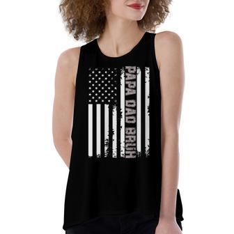 Womens Papa Dad Bruh Fathers Day 4Th Of July Us Flag Vintage 2022 Women's Loose Fit Open Back Split Tank Top - Seseable