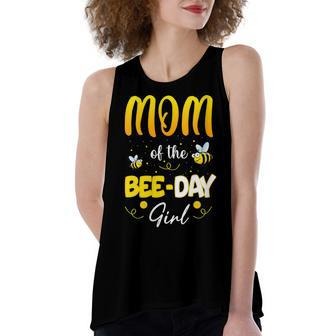Womens Party Matching Birthday Sweet Mom Of The Bee Day Girl Hive Women's Loose Fit Open Back Split Tank Top - Seseable