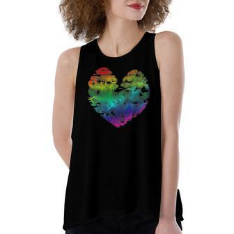 Womens Rainbow Cloudy Heart Lgbt Gay & Lesbian Pride Gift Women's Loose Fit Open Back Split Tank Top