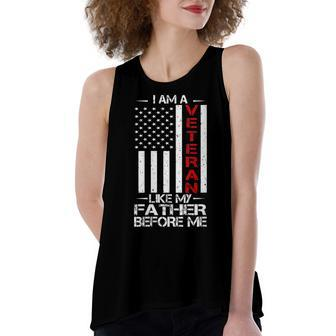 Womens Veteran Usa Dad Father Before 4Th Of July Gift Women's Loose Fit Open Back Split Tank Top - Seseable