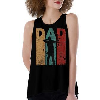 Womens Vintage Archery Dad Fathers Day Archer Daddy 4Th Of July Women's Loose Fit Open Back Split Tank Top - Seseable