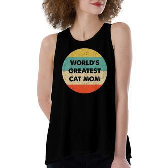 Worlds Greatest Cat Mom Vintage Retro Women's Loose Tank Top | Mazezy