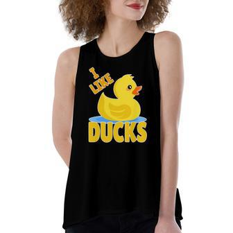 Yellow Rubber Duck Squeaker Duck I Like Ducks Women's Loose Tank Top | Mazezy
