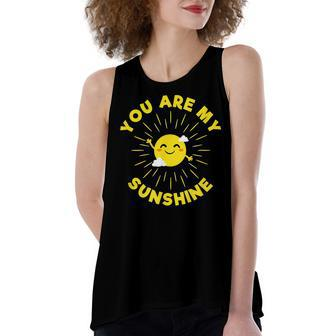 You Are My Sunshine Women's Loose Fit Open Back Split Tank Top - Seseable