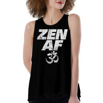 Zen Af Om Symbol Vintage Meditation Yoga Distressed V2 Women's Loose Fit Open Back Split Tank Top - Seseable