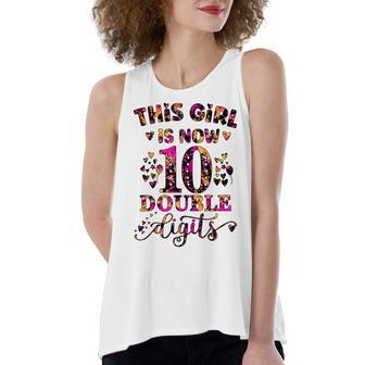 10Th Birthday Gift This Girl Is Now 10 Double Digits Tie Dye Women's Loose Fit Open Back Split Tank Top - Seseable